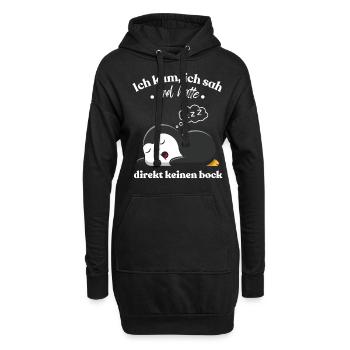 Lustiges Geschenk Pinguin Witzig Humor Faul Fun - Hoodie-Kleid - Schwarz - Vorne
