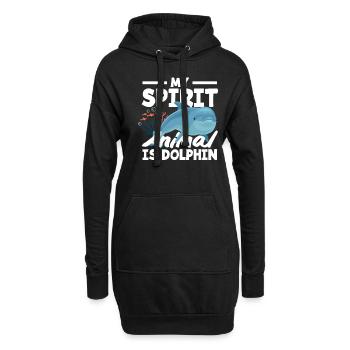 Mein Geisttier Ist Delfin - Hoodie-Kleid - Schwarz - Vorne