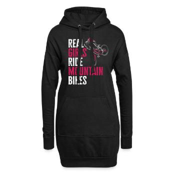 Echte Mädchen Fahren Mountainbikes - Hoodie-Kleid - Schwarz - Vorne