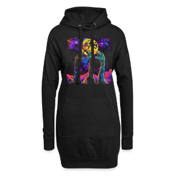 Brachiosaure dinosaure lune hurlante - Sweat-shirt à capuche long Femme - noir - Devant