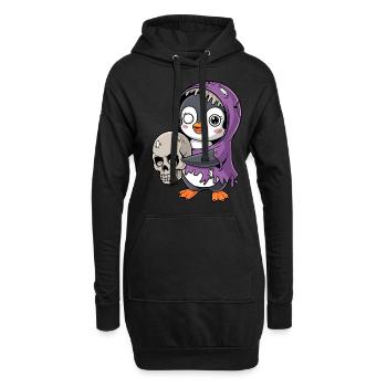 Pinguin Zombie Halloween mit Schädel - Hoodie-Kleid - Schwarz - Vorne