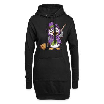 Halloween Penguin Zombie Mit Besen Und Hut - Hoodie-Kleid - Schwarz - Vorne