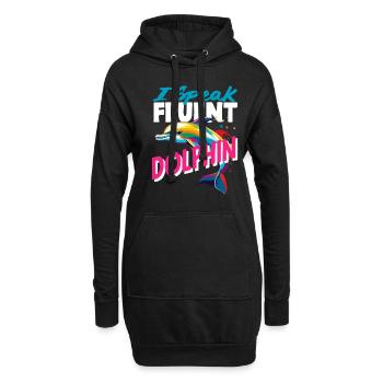 Je parle couramment dauphin - Sweat-shirt à capuche long Femme - noir - Devant
