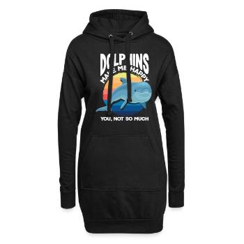 Delfine Machen Mich Glücklich, Du Nicht So Sehr - Hoodie-Kleid - Schwarz - Vorne