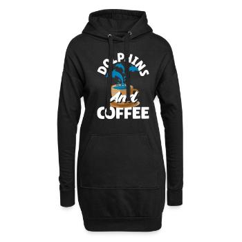 Dolphins and coffee lovers - Hoodie Dress - black - Front