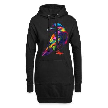 Rabe Krähe Vogel Popart - Hoodie-Kleid - Schwarz - Vorne