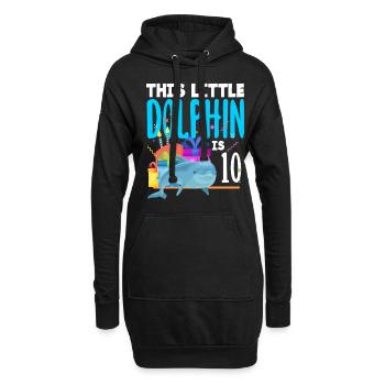 Ce petit dauphin a 10 10 ans - Sweat-shirt à capuche long Femme - noir - Devant