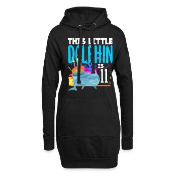 Ce petit dauphin a 11 11 ans - Sweat-shirt à capuche long Femme - noir - Devant