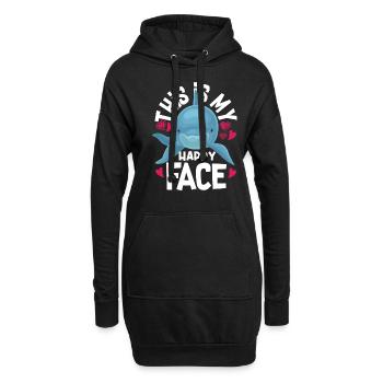 Das Ist Mein Glückliches Gesicht Delfin - Hoodie-Kleid - Schwarz - Vorne
