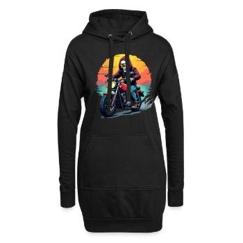 Lunettes de soleil et casques de moto squelette en pop - Sweat-shirt à capuche long Femme - noir - Devant