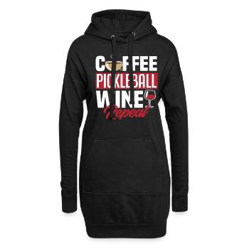 Café Pickleball Vin Répéter - Sweat-shirt à capuche long Femme - noir - Devant