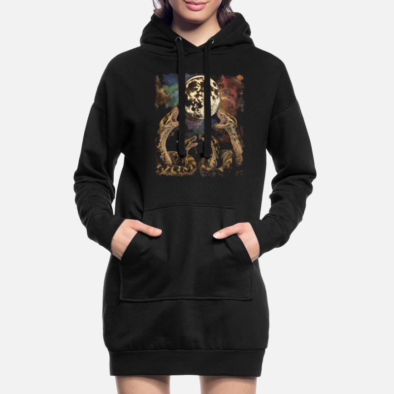 Kugelpython Schlange Heulender Mond Hoodie-Kleid