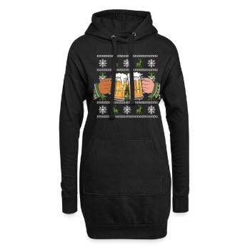 bière moche Noël Noël Père Noël - Sweat-shirt à capuche long Femme - noir - Devant