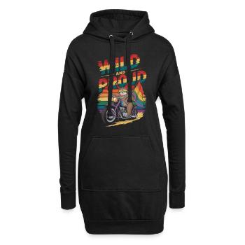 Sloth Rides Motorcycle LGBTQ Rainbow Banner - Hoodie Dress - black - Front