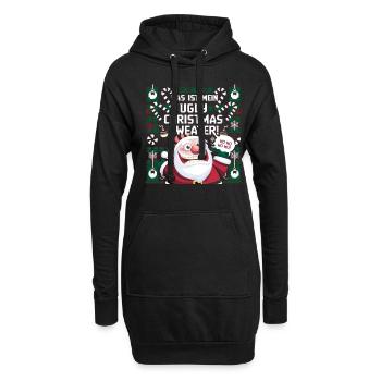 Pull de Noël moche Weihnachten Noël Père Noël - Sweat-shirt à capuche long Femme - noir - Devant