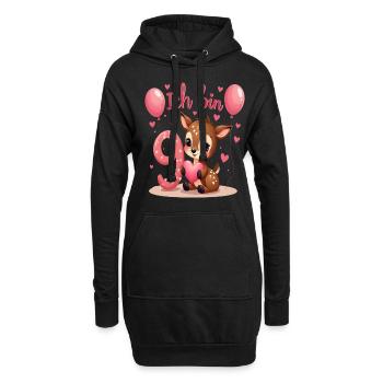 Cerf mignon j’ai 9 enfants 9ème anniversaire fille - Sweat-shirt à capuche long Femme - noir - Devant