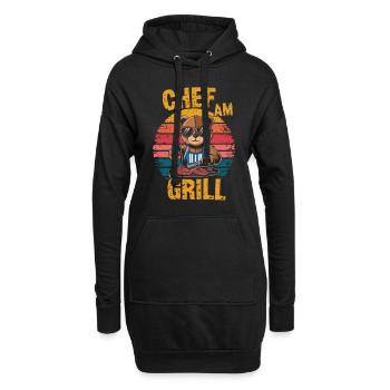 Teddybär grillt ein BBQ am Grill - Hoodie-Kleid - Schwarz - Vorne