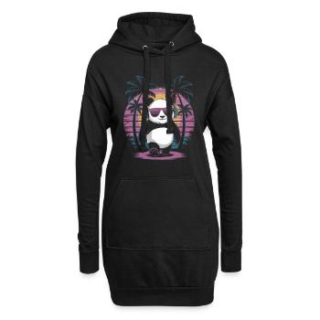 Panda avec lunettes de soleil et casque - Sweat-shirt à capuche long Femme - noir - Devant