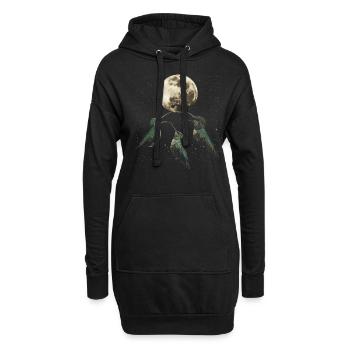 Kolibri Vogel Heulender Mond - Hoodie-Kleid - Schwarz - Vorne