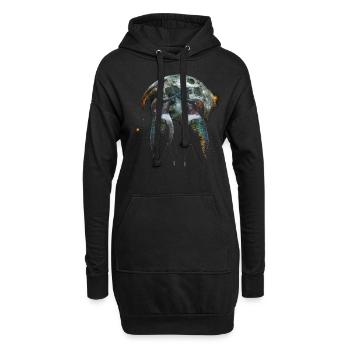 Kolibri Vogel Heulender Mond - Hoodie-Kleid - Schwarz - Vorne