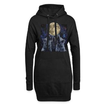 Keeshond Hund Heulender Mond - Hoodie-Kleid - Schwarz - Vorne