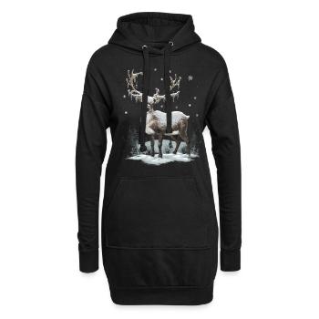 Rentier Reh Xmas Reindeer Christmas Weihnachten - Hoodie-Kleid - Schwarz - Vorne
