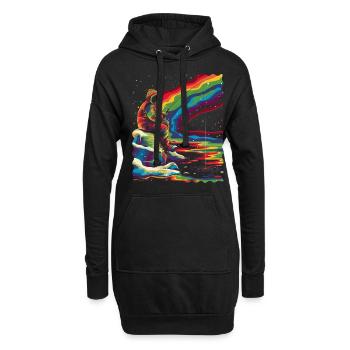 Eisfischen Fischer Fischer Popart - Hoodie-Kleid - Schwarz - Vorne
