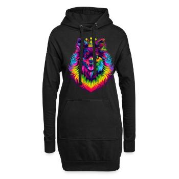 Keeshond Hundekrone Popart - Hoodie-Kleid - Schwarz - Vorne