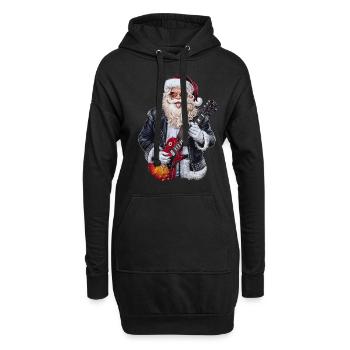 Weihnachtsmann Santa Claus Christmas Weihnachten - Hoodie-Kleid - Schwarz - Vorne