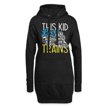 Ce gamin aime les trains, les chemins de fer - Sweat-shirt à capuche long Femme - noir - Devant