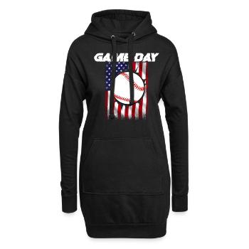 Baseball Sport Baseballspieler Pitcher Catcher USA - Hoodie-Kleid - Schwarz - Vorne