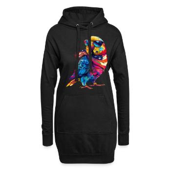 Perruche Perruche Perroquet Patriotique Drapeau des États-Unis - Sweat-shirt à capuche long Femme - noir - Devant