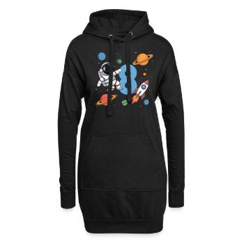 8ème anniversaire Garçons 8 ans Astronaute Anniversaire - Sweat-shirt à capuche long Femme - noir - Devant