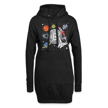 8ème anniversaire Garçons 8 ans Astronaute Anniversaire - Sweat-shirt à capuche long Femme - noir - Devant