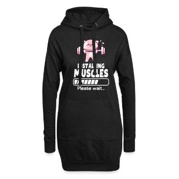 Muskeln Aufbauen Gewichtheber Katze Gym Humor - Hoodie-Kleid - Schwarz - Vorne