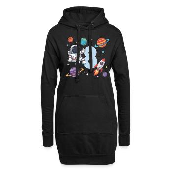 8ème anniversaire Garçons 8 ans Astronaute Anniversaire - Sweat-shirt à capuche long Femme - noir - Devant