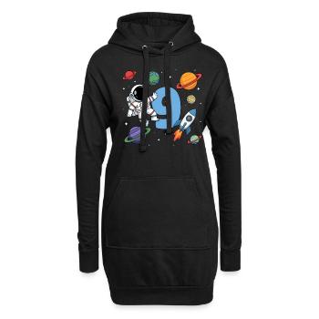 9e anniversaire garçons 9 ans astronaute anniversaire - Sweat-shirt à capuche long Femme - noir - Devant