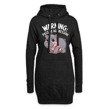 Moo Deng Caution: Passive Aggressive - Hoodie Dress - black - Front