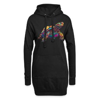 Tortue Tortue de mer Popart - Sweat-shirt à capuche long Femme - noir - Devant