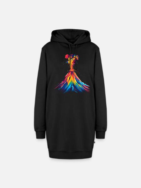 Vulkan Geologie Magma Lava Popart - Hoodie-Kleid - Schwarz
