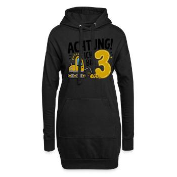 3ème anniversaire garçon 3 ans chantier de construction d’excavatrice - Sweat-shirt à capuche long Femme - noir - Devant