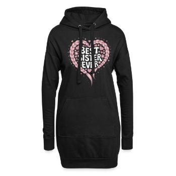 Beste Schwester Best Sister Ever Herz Zöpfe - Hoodie-Kleid - Schwarz - Vorne