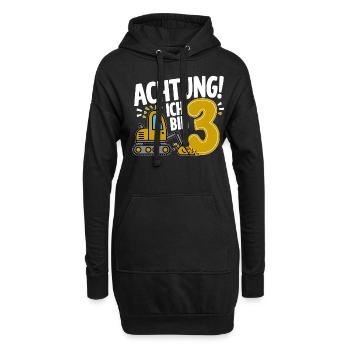 3ème anniversaire garçon 3 ans chantier de construction d’excavatrice - Sweat-shirt à capuche long Femme - noir - Devant