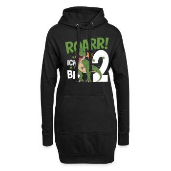 2. Geburtstag 2 Jahre Dino Dinosaurier Fan - Hoodie-Kleid - Schwarz - Vorne