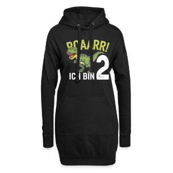 2. Geburtstag 2 Jahre Dino Dinosaurier Fan - Hoodie-Kleid - Schwarz - Vorne