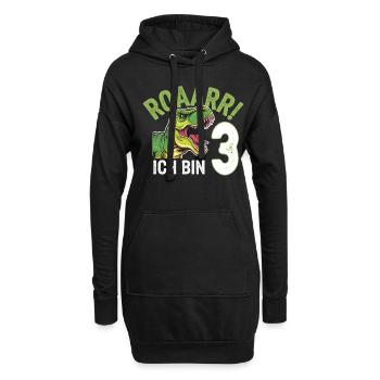 3. Geburtstag 3 Jahre Dino Dinosaurier Fan - Hoodie-Kleid - Schwarz - Vorne