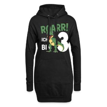 3. Geburtstag 3 Jahre Dino Dinosaurier Fan - Hoodie-Kleid - Schwarz - Vorne