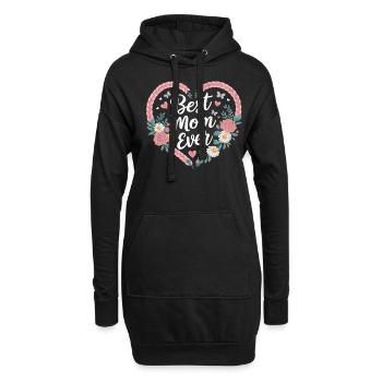 Beste Mama Best Mom Ever Herz Blumen Zopf - Hoodie-Kleid - Schwarz - Vorne