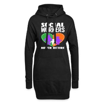 Les travailleurs sociaux ne s’arrêtent jamais - Sweat-shirt à capuche long Femme - noir - Devant