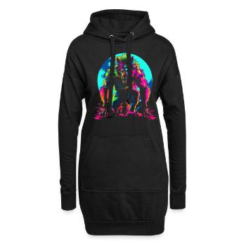 Werwolf Wolf Mond Popart - Hoodie-Kleid - Schwarz - Vorne
